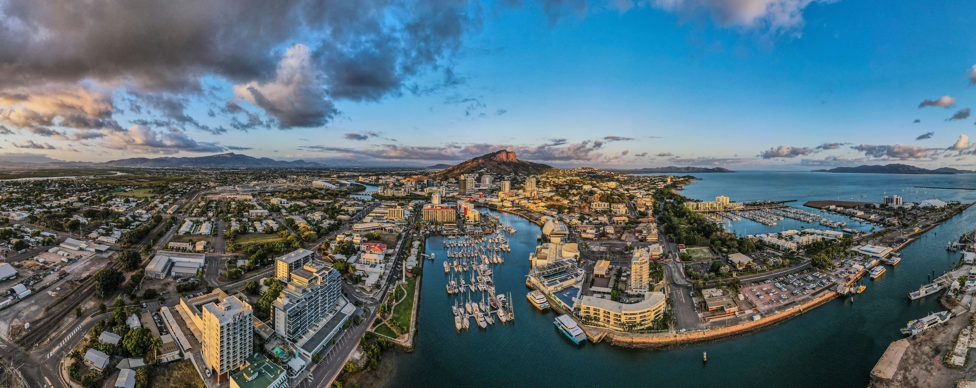 a panoramic aerial view of Townsville