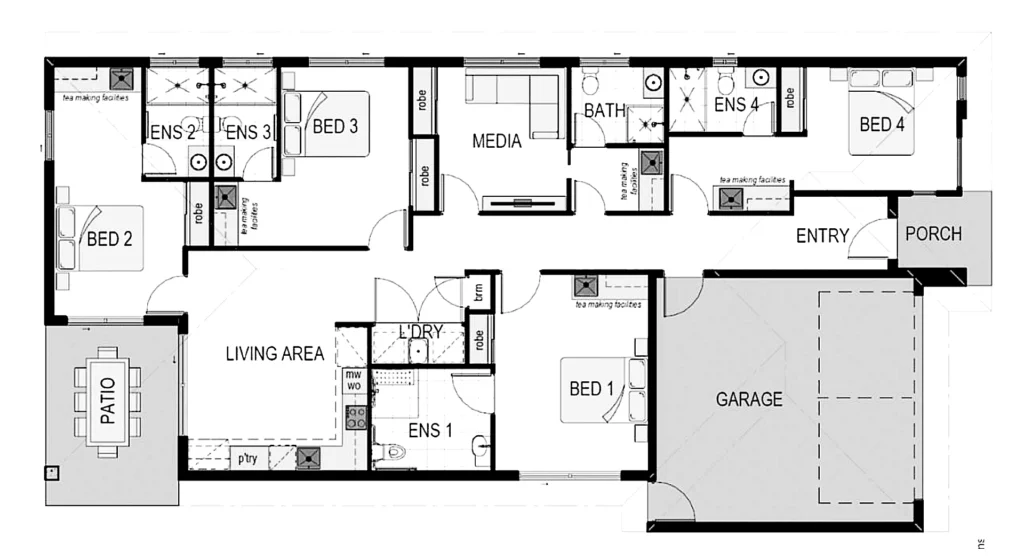 a floorplan for a co-living property